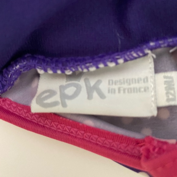 EPK Purple White Polka Dot Print Ruffle Front One-piece Swimsuit Size 12 Months - Picture 6 of 7